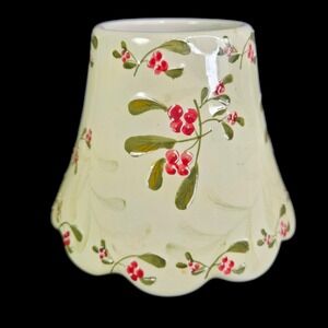 Yankee Candle Jar Shade Scalloped Edge Red Berries Green Leaves Home Decor